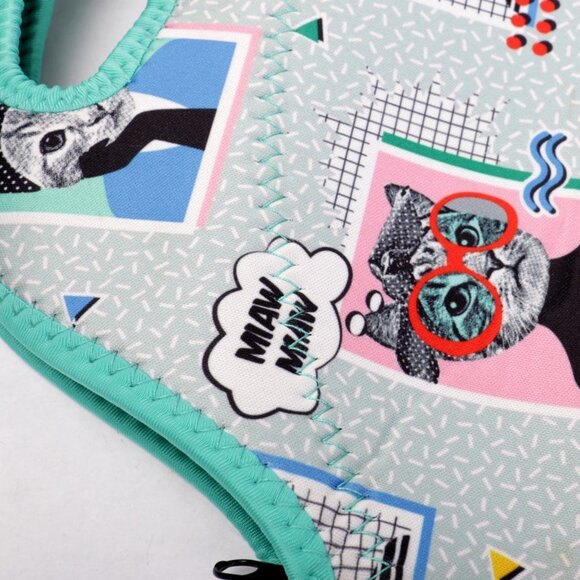 NWOT Funky Cat Pop Art Neoprene Lunch Bag Tote - Insulated, Reusable, Cute! - Picture 8 of 9